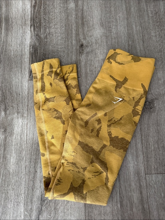 Gymshark Pants - Gymshark Kids Yellow Mustard Camo Leggings